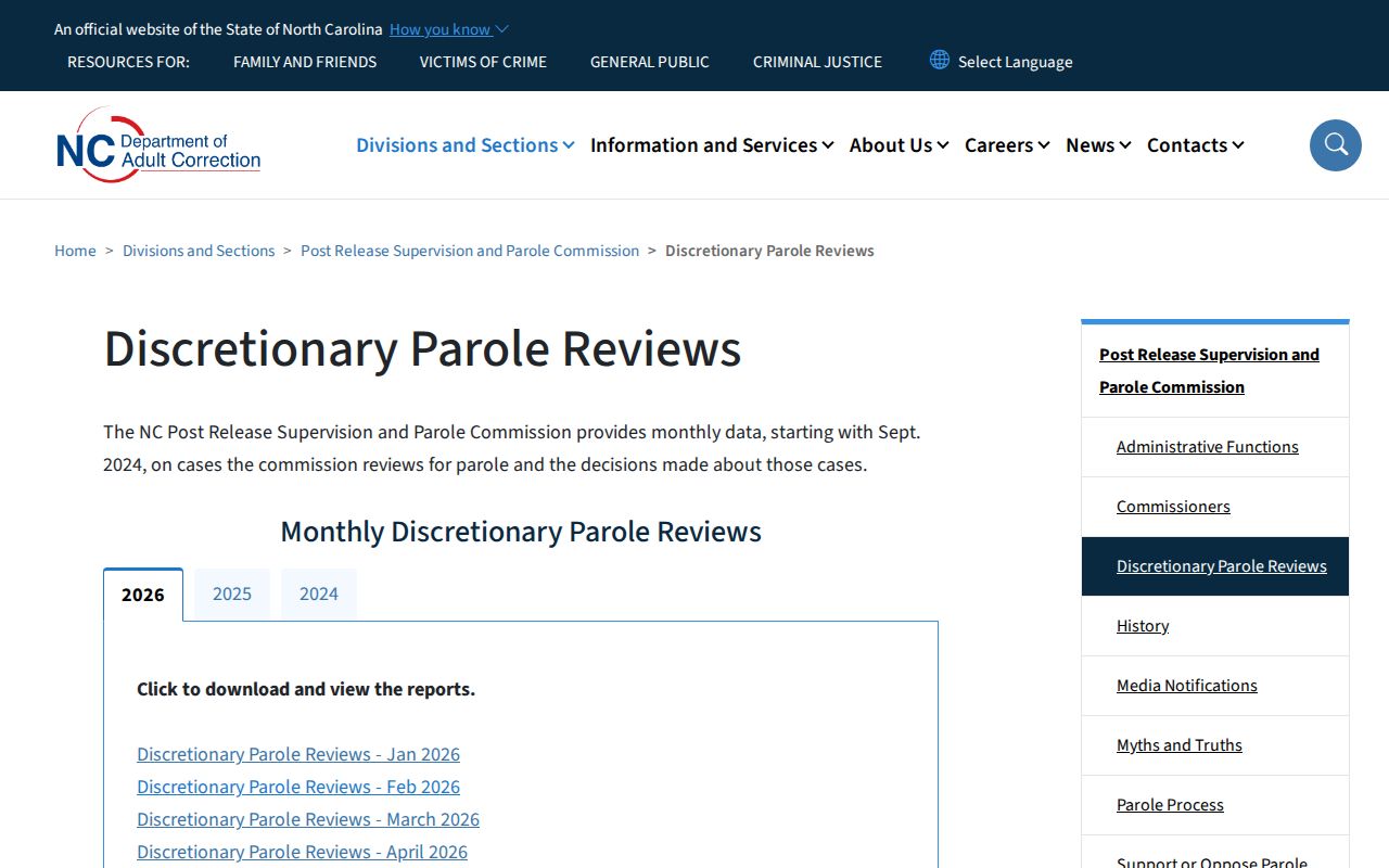 Granville County parole review decisions from NCDAC