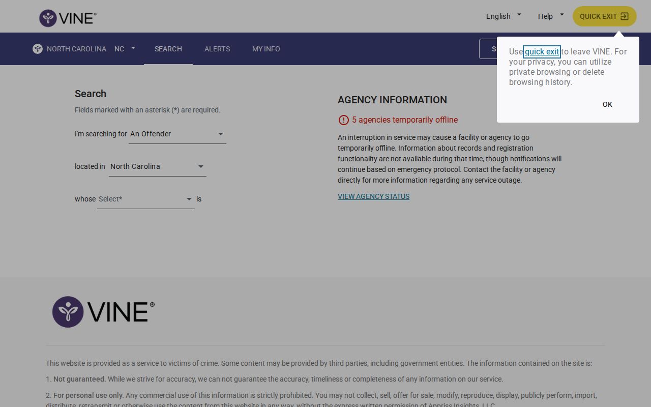 Granville County VINELink released inmate person search
